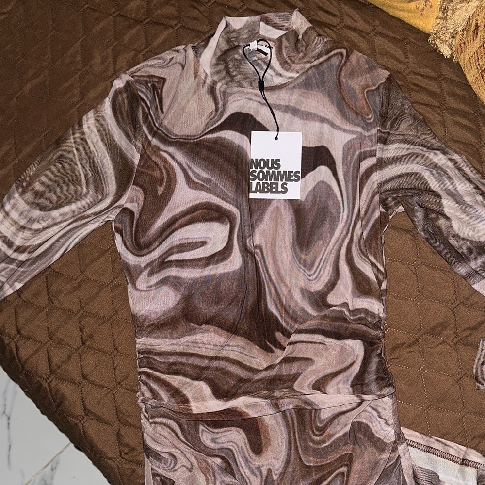 Brown Long Sleeve Dress